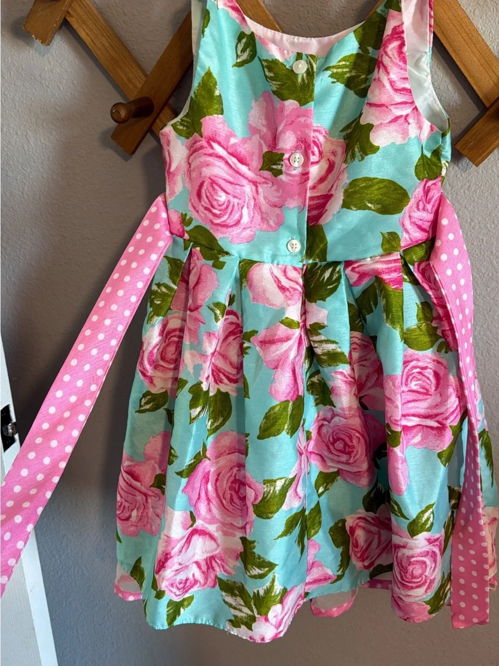 Girls Floral Party Dress in Pink & Aqua